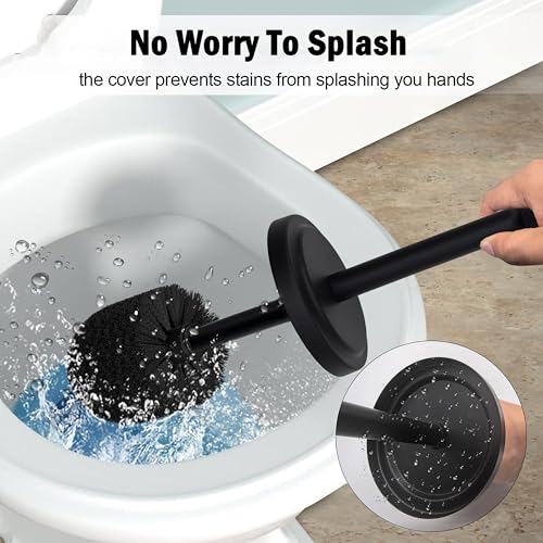 Image of Matte Black Toilet Bowl Brush with Holder, Durable Bathroom Cleaning Tool, Modern Design for Easy Toilet Maintenance, Bathroom Cleaner Brush for Efficient Cleaning and Hygiene