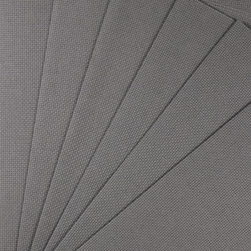 Image of KCS 4 /6 pc of 12 inch x 18 inch 30cmx45cm 16CT Counted Cotton Aida Cloth Cross Stitch Fabric (Dark Grey, 6 pc)