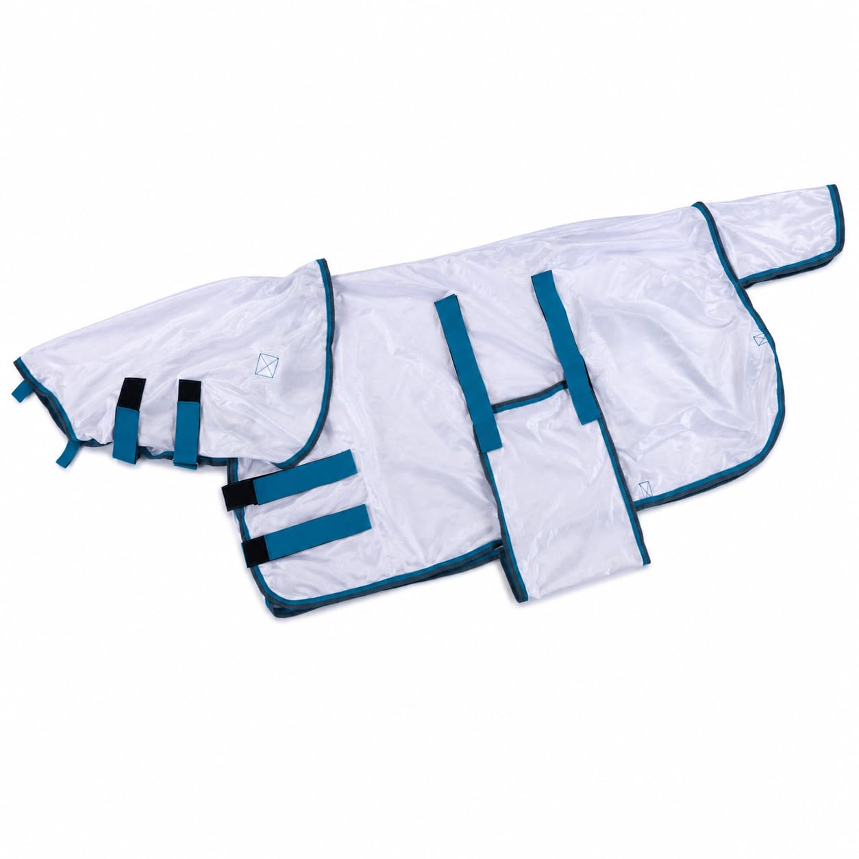Leberna Shetty - Manta antimoscas con cuello y braga para el vientre, transpirable, con protección para el pecho, para pony, manta para eccemas para potros