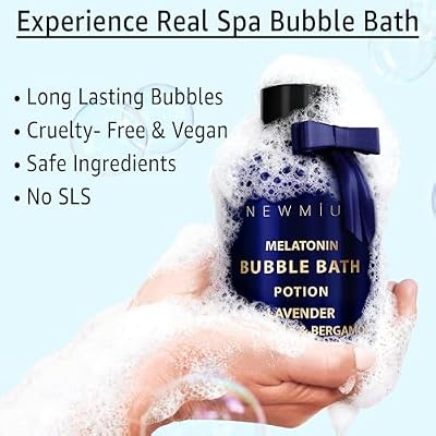 Deep Sleep Melatonin Bubble Bath - Long Lasting Foaming Bubbles - Moisturizing - Lavender Chamomile Bergamot - Relaxing Stress Relief - Calming Self Care Spa Gift for Birthday Christmas