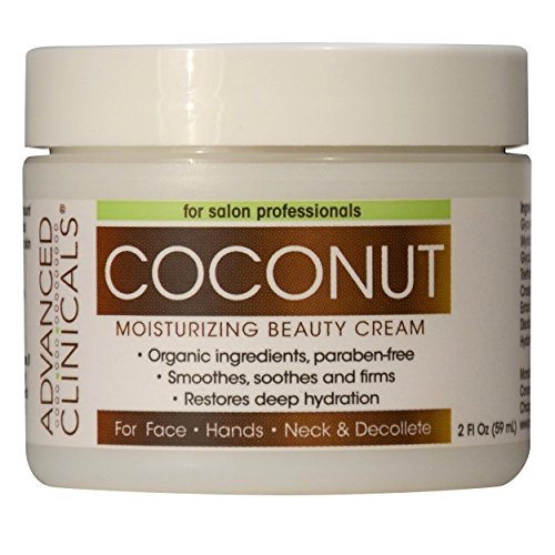 Advanced Clinicals Coconut Oil Cream. Moisturizing Cream. Coconut Oil for Face, Body, & Hands, 2 Fl Oz