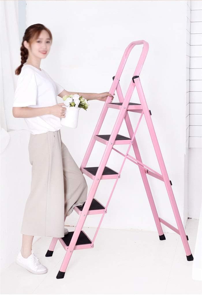Step Stool Three Step Ladder Four Step Ladder,Girls' Dormitory Stepladders Household Metal Ladder Safety Stepladder Step Ladder