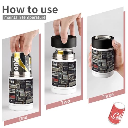 Refroidisseur de boissons en acier inoxydable premium avec manchon silicone graphique rétro chic