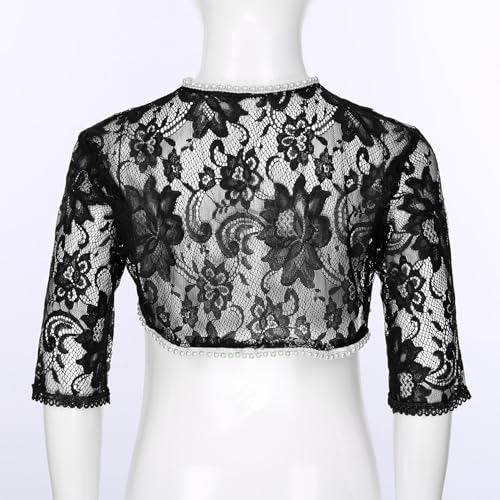 Sywiyi Girls Cropped Cardigan Kids Floral Lace Bolero Half Sleeve Wedding Flower Girl Dress Shawl Shrug4