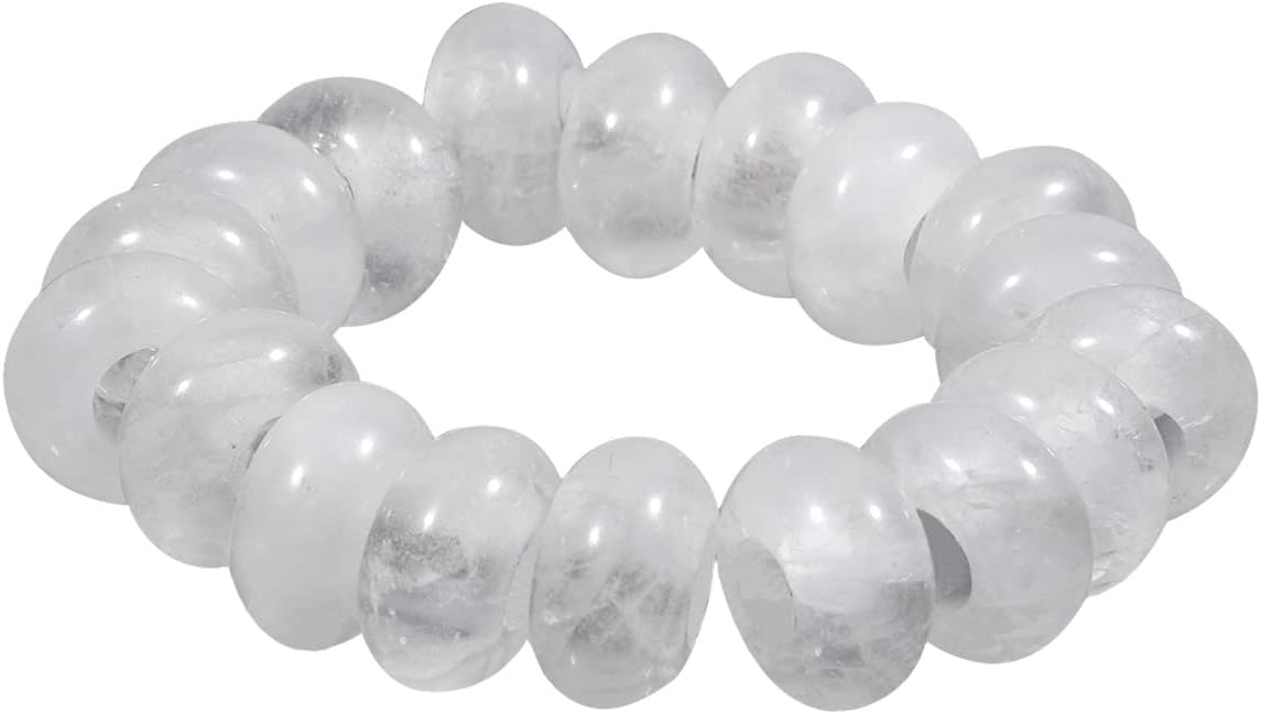 SUNYIK Assorted Crystal Stones Large Hole (6mm) Rondelle European Beads Fits Bracelet, Pack of 25, Amethyst/Rose Quartz/Green Aventurine/Rock Quartz/Tiger's Eye - Image 7