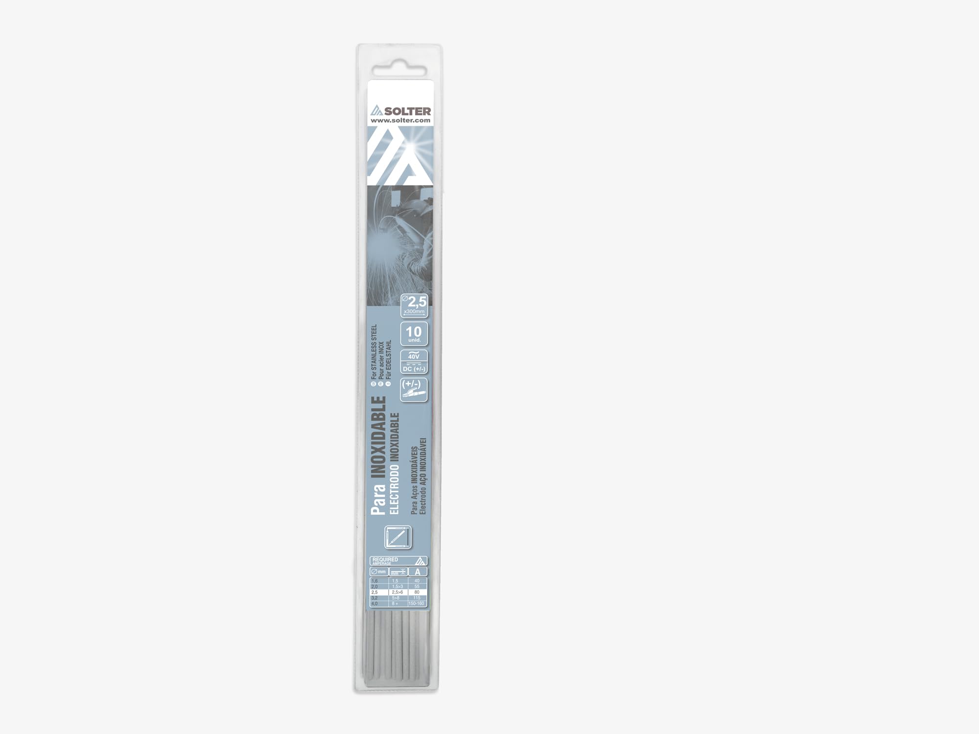SOLTER 05974 Stainless Electrodes 2.5 x 350 mm (Pack of 10