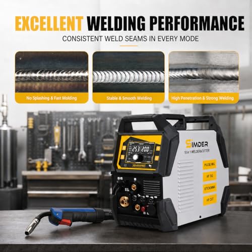 Image of SSimder 200A 10-in-1 Plasma Cutter Welder Combo with Spool Gun, Pulse MIG for Aluminum, Synergic Flux Core MIG, HF TIG, Stick, 110V /220V Dual Voltage Multiprocess Welding Machine