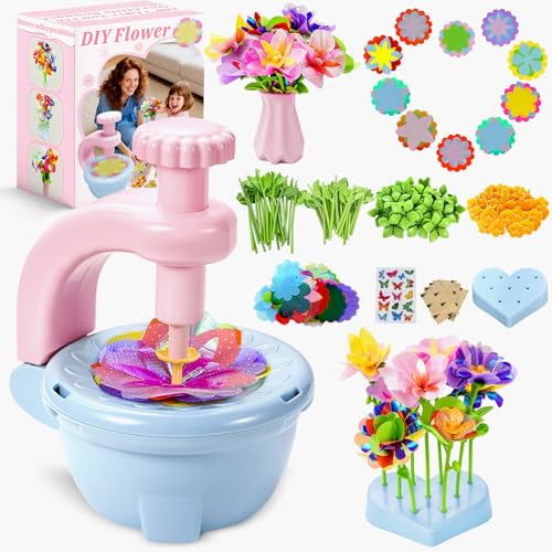 TANAVE Flower Making Kit for Kids,Diy Flower Bouquet Kit,Fabric Flower Bouquets Toys Upgraded,Flower Crafts/Flower Maker for Kids Birthday Gifts for Ages 3 4 5 6 7 8 9 10 11 12 Year Old Girls (126pcs)