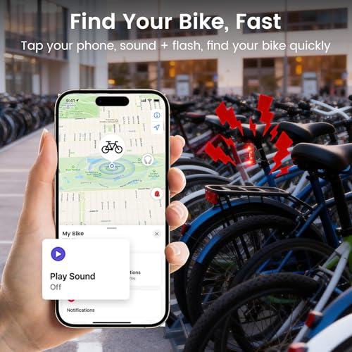 Chtoocy Bike Tail Light with Bike Tracker, GPS Real-Time Track (iOS Only, Work with Apple Find My), 3 Light Modes, Rechargeable Type-C, IPX6 Waterproof, Cycling Safety Rear Bike Light for Night Riding - Image 2