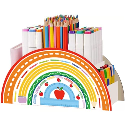 Forreen Regenbogen Holz Stiftehalter Schreibtisch Organizer