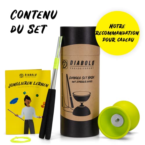 Diabolo de jonglage basic vert clair et ses baguettes en aluminium durables - 5
