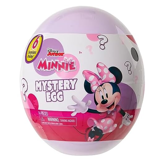 Disney Junior Minnie Mouse Giant Easter Egg Surprise, 6 pieces, Officially Licensed Kids Toys for Ages 3 Up, Gifts and Presents by Just Play