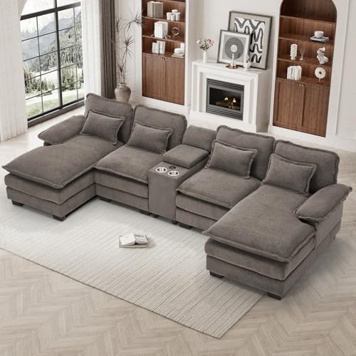 133 U-Shaped Cloud Couch with Storage and USB