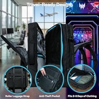 acer Predator Robust Gaming Laptop Backpack - Fits 18" Laptops with Expandable 30L Capacity - Water-Repellent TSA-Friendly 3-Compartment Design with Anti-Theft Pocket Ideal for Tournaments and Travel