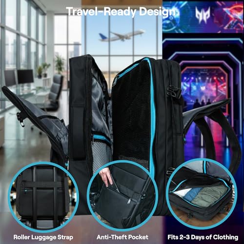 Image of Acer Predator Robust Gaming Laptop Backpack Fits 18in Laptop 30L Bag | Water repellent, anti-theft pocket, chest strap, expandable storage, padded laptop compartment, durable build