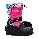ALEADER Kids Snow Boots Girls, Isulated Waterproof Winter Warm Boots with Fur Pink Print 11 M US Little Kid