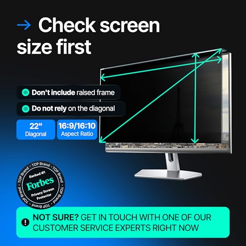 Image of Acrylic 22 Inch Computer Privacy Screen Filter for Widescreen Computer Monitors - 19.3 inch x 12.5 inch - Monitor Frame Hanging Type