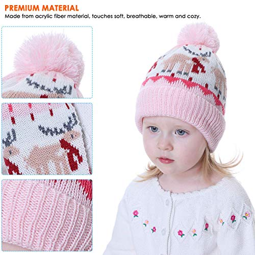 Conjunto de 2 peças de gorro infantil de inverno com pompom para meninos e meninas de 1 a 4 anos de