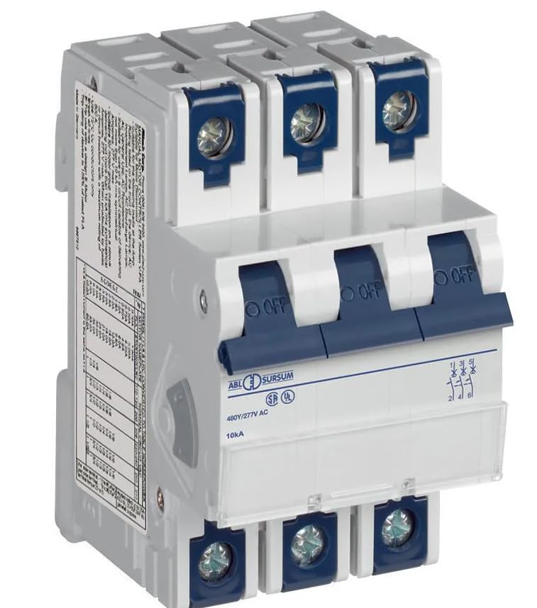 3C3UM, Circuit Breaker, Thermal Magnetic, 3A, 3 Pole, C Trip, Ring Tongue, V-EA Series