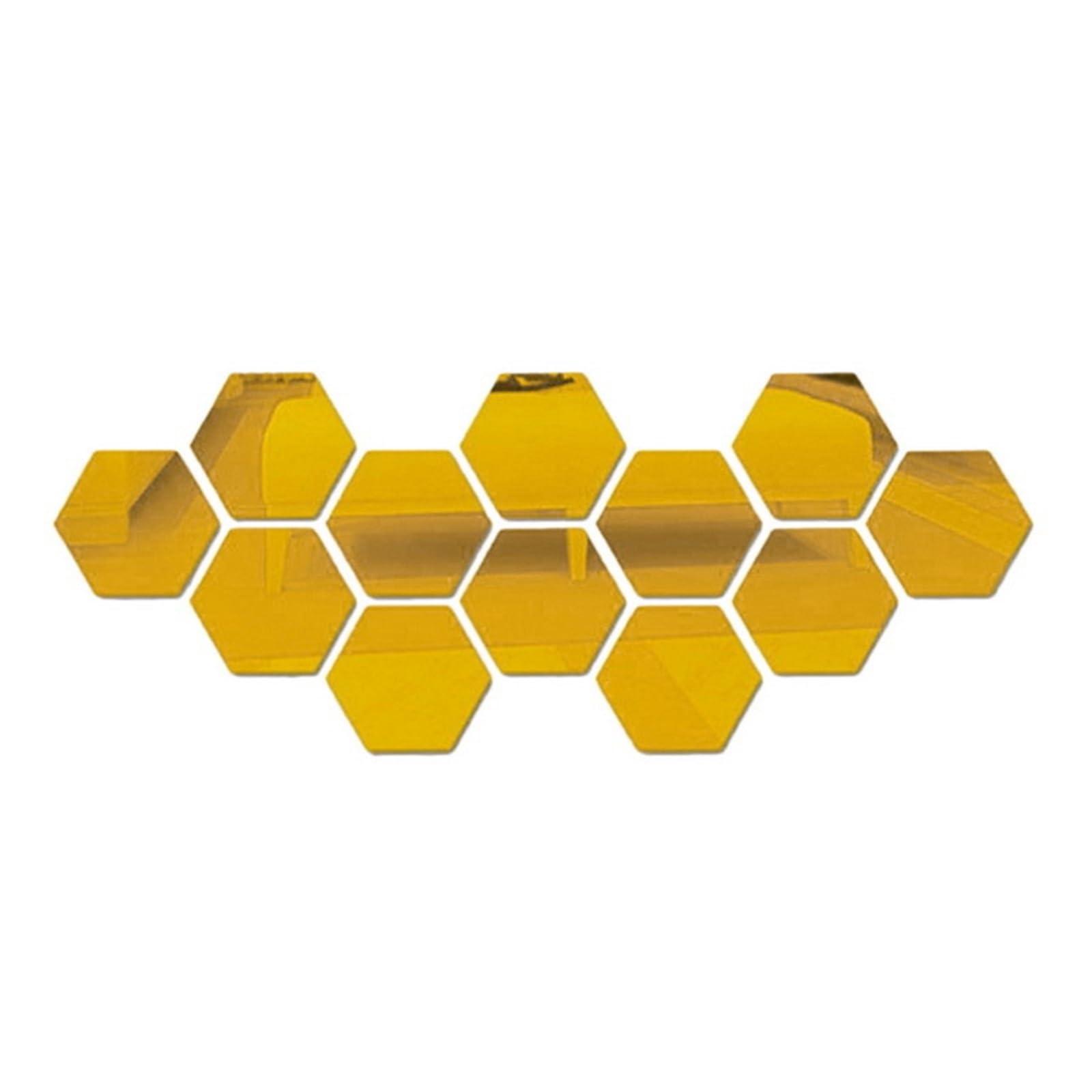Hexagonal Mirror Wall Sticker 6/12Pcs Hexagon Acrylic Mirror Wall Stickers Home Decor DIY Removable Mirror Sticker Living-Room Decal Art Ornaments for Home(12PCS Gold,S 80x70x40mm)