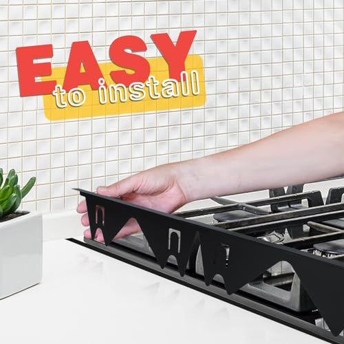 Image of Stove Gap Covers Stainless Steel, 2 Pack Stove Gap Filler Easy Retractable Length 13.8 inch to 27.5 inch, Width 0.79 inch Stove Gap Guards Range Trim Kit, Heat Resistant Guard Between Stove Top & Counter