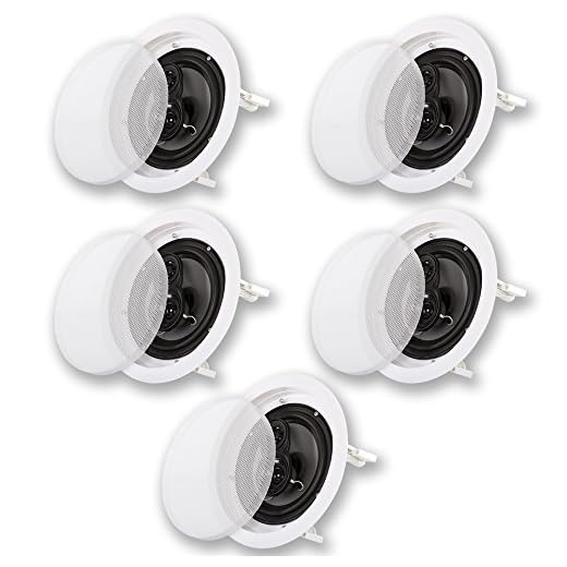 Acoustic Audio by Goldwood CS-IC83 8” 3-Way In Ceiling Home Theater Speaker System (White, 5 Speakers)