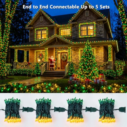 Image of BrizLabs Christmas Lights, 100 Count 19.7ft Yellow & Green String Lights