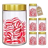 LG Luxury & Grace 6 Botes de Cristal para Almacenar 0,5 L (13x8,5 cm). Cierre de Rosca Hermético para Envasar al Vacío. Tarros para Conservar Alimentos. Tapa Dorada.