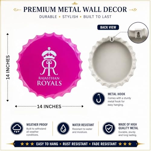 Image of EAZYWAGON Decorative Metal Bottle Caps Wall Sign Plates - 14X14 Inches - R R | Metal Wall Hanging Bottle Cap for Home, Farmhouse, Bar & Cafe Decoration | Vintage & Retro Look Plaques