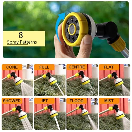 17.5" Garden Watering Wand with Thumb Control,8 Patterns Lightweight Garden Hose Wand | Hose Nozzle Sprayer for Hanging Plants and Shrubs Window Cleaning Pet Bathing | Fits Standard Garden Hoses — view 3