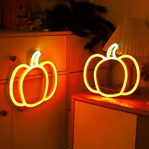 Guirlande néon citrouille Halloween orange et vert avec option piles ou USB - 6