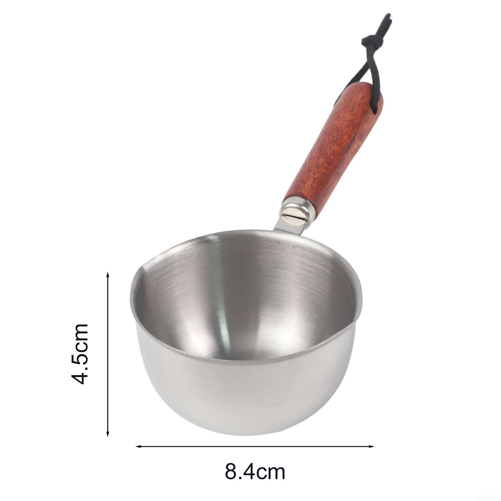 DAZZLEEX Pentolino per latte in acciaio inox con manico in legno per fornelli a induzione, a gas o elettrici, 150ml 300ml 500ml piccola casseruola per riscaldare il latte, sciogliere il burro