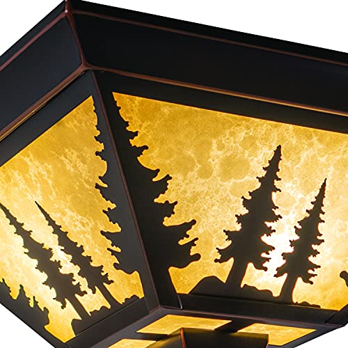 Vaxcel Yosemite Bronze Rustic Tree Square Indoor Outdoor Flush Mount Ceiling Light #TOP2