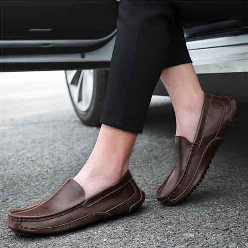 Round Toe Solid Color Leather Loafer Shoes Slip Resistant Flexible Lightweight Fashion Party Slip-ons4