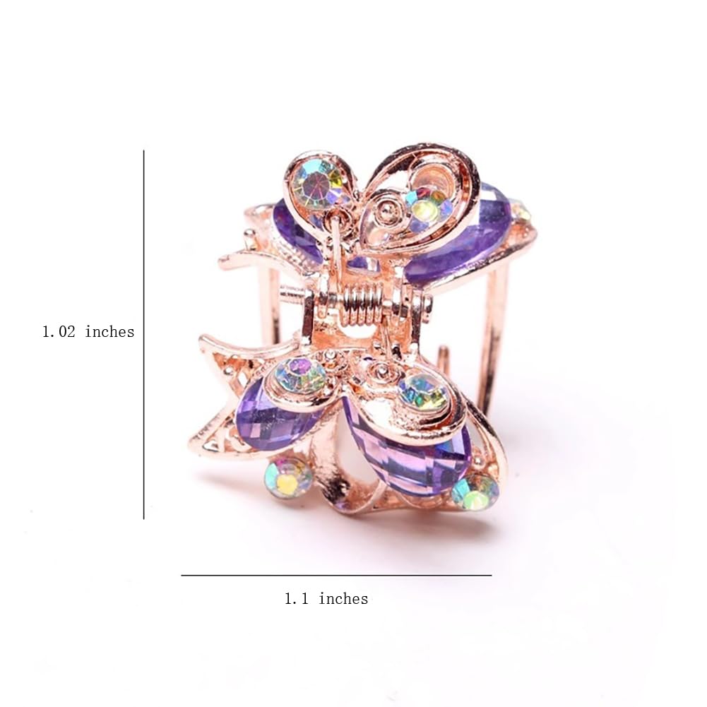 6 PCS Women Lady Alloy Rhinestone No-Slip Mini Hair Claw Small Bang Jaw Clip Hair Clamp Hair Grip Hair Pin (B#) - Image 2