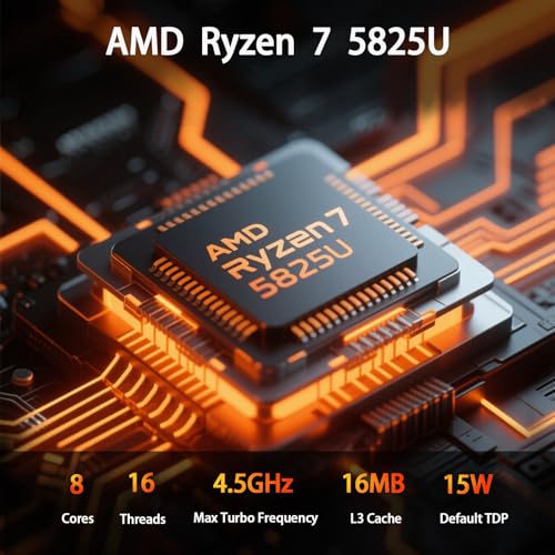 Image of Mini PC Gaming, AMD Ryzen 7 5825U, 32GB DDR4 RAM 1TB M.2 NVMe SSD, Win 11 Mini Desktop, Dual HDMI 2.0, USB 3.0 /2.0, WiFi 6 /BT 5.2 /4K Display, Dual NVMe SSD Slots (5825U 32GB+1TB)