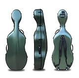 Vetimobato Carbon Fiber Cello Case for 4/4 Full Size Hard Shell with Wheels, Built-in Handle, Backpack Straps,​ Bow Holders Cello Accessories Box Strong & Ultralight (Dark Green)