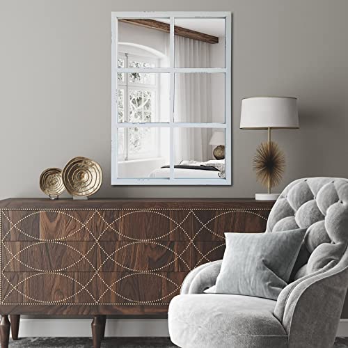 Ironsmithn Wall Mirror Farmhouse Rectangular Window Mounted Decorative Long Hanging Decoration For Bathroom Vanity, Living Room Or Bedroom (White-Iron) #TOP7