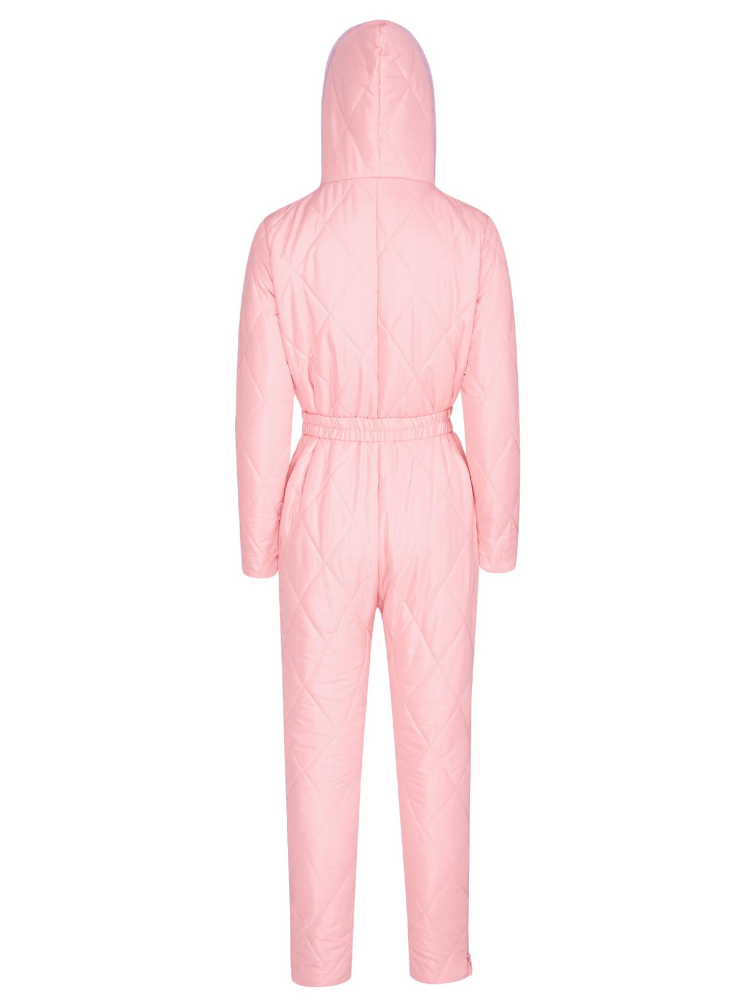 Tute da Neve Donna Salopette Snowsuit Un Pezzo Tutina con Cappuccio Impermeabile Antivento Overall Jumpsuit da Sci Completo Sportivo Rosa XL
