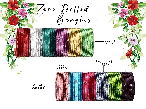 Image of NMII Stylish Multi colour Metal Bangles set for women and Girls with Zari and Cutting Design | Fancy Multicolour Bangles for women | Metal Chudi Set For Women | Women's Bangles