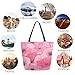 ZzWwR Fashion Floral Pink Poppy Flowers Extra Large Canvas Gym Shoulder Tote,Durable Reusable Daily Top Handle Bag for Mens Womens Yoga Weekender Picnic Beach Travel Market Shopping
