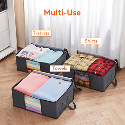 Image of Lifewit 35L Clothes Storage Bags with Clear Window, Foldable Underbed Clothes Covers, Organisers for Clothing, Bedding, Sweaters Protection, 10 Pack, Grey