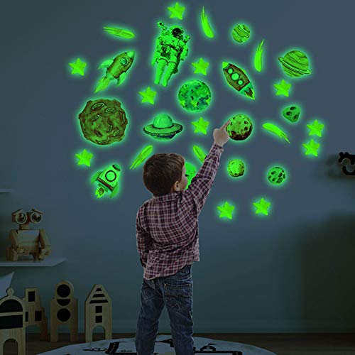 Set de vinilos decorativos espaciales luminosos para pared miniatura 7
