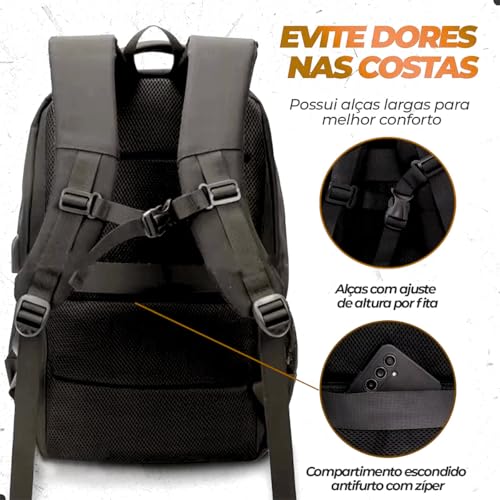 Mochila Grande Masculina Feminina Notebook Executiva Antifurto Impermeável Escolar Faculdade Passeio