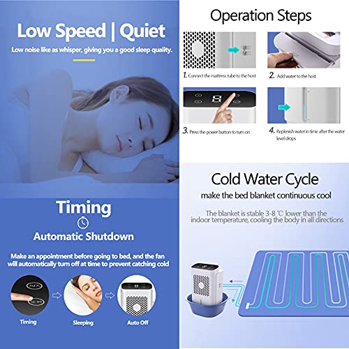 Kcanamgal Bedroom Fans And Cooling Mat For Human Air Conditioning Quiet Bedroom Timing Electric Bed Blanket Water Cooler Pad Sleeping System Mattress,Double 160 * 140Cm #TOP2