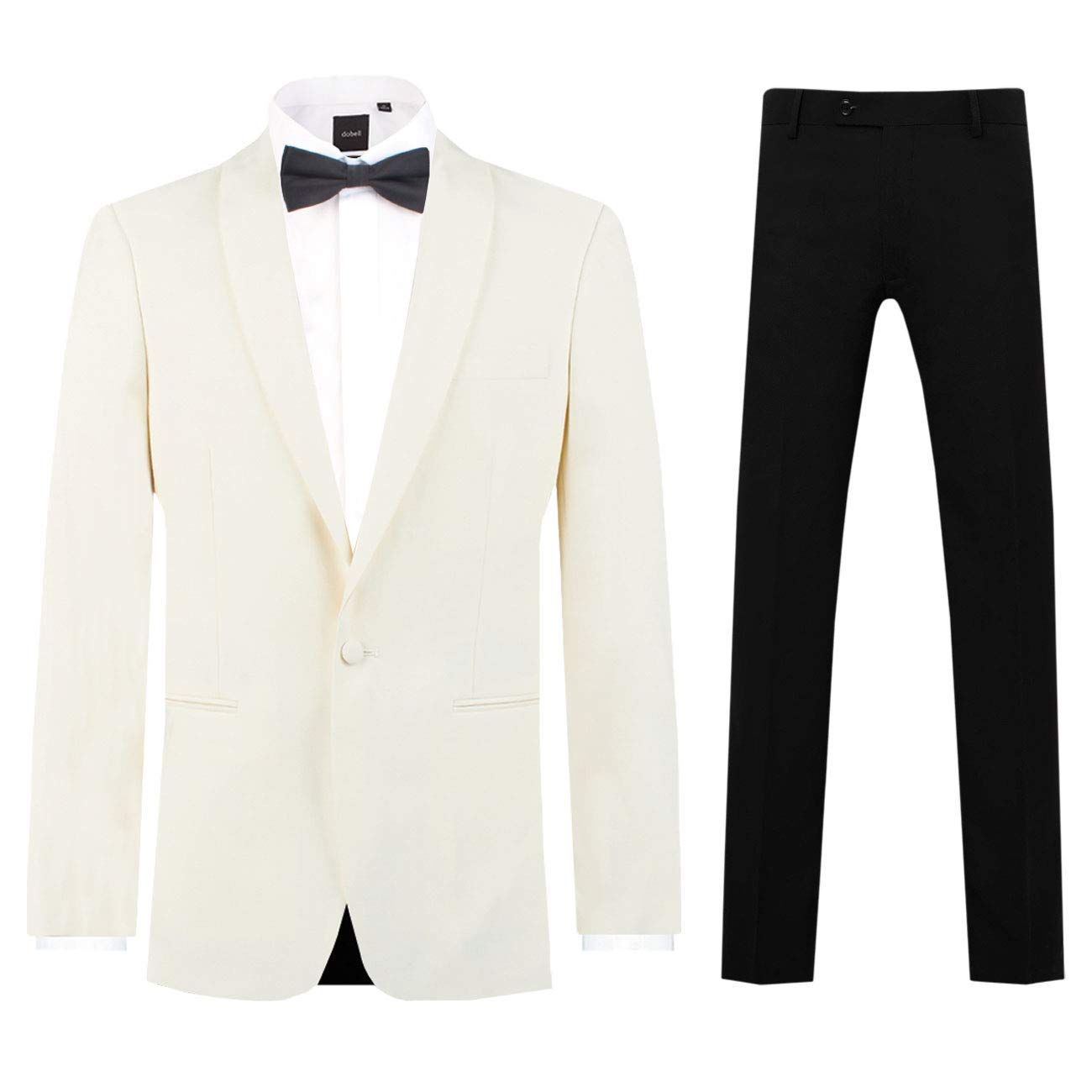 HOTK Hommes Châle Revers Ivoire 2 pièces smokings marié Costume Slim Formel d'affaires