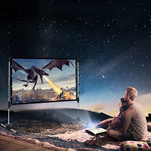 Tela telão de projeção projetor portátil 100 polegadas 16:9 com suporte para ambientes internos e ex