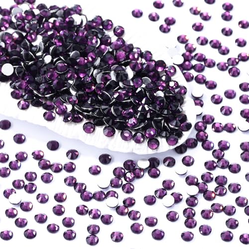 Image of Tanzanite Flatback Rhinestones, Glass Rhinestones for Nail Art and Craft, Glue Fix, Loose Crystal Gemstones(Tanzanite, SS10, 1440pcs, 2.7-2.8mm)