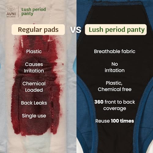 Image of Avni - Washable Period Panty | Pack of 1 | Breathable Bamboo Fabric | Medium to Heavy Flow | Protection up to 10 hrs | No Leaks, No Stains | High Waist Underwear for Women | Reusable for 2 yrs