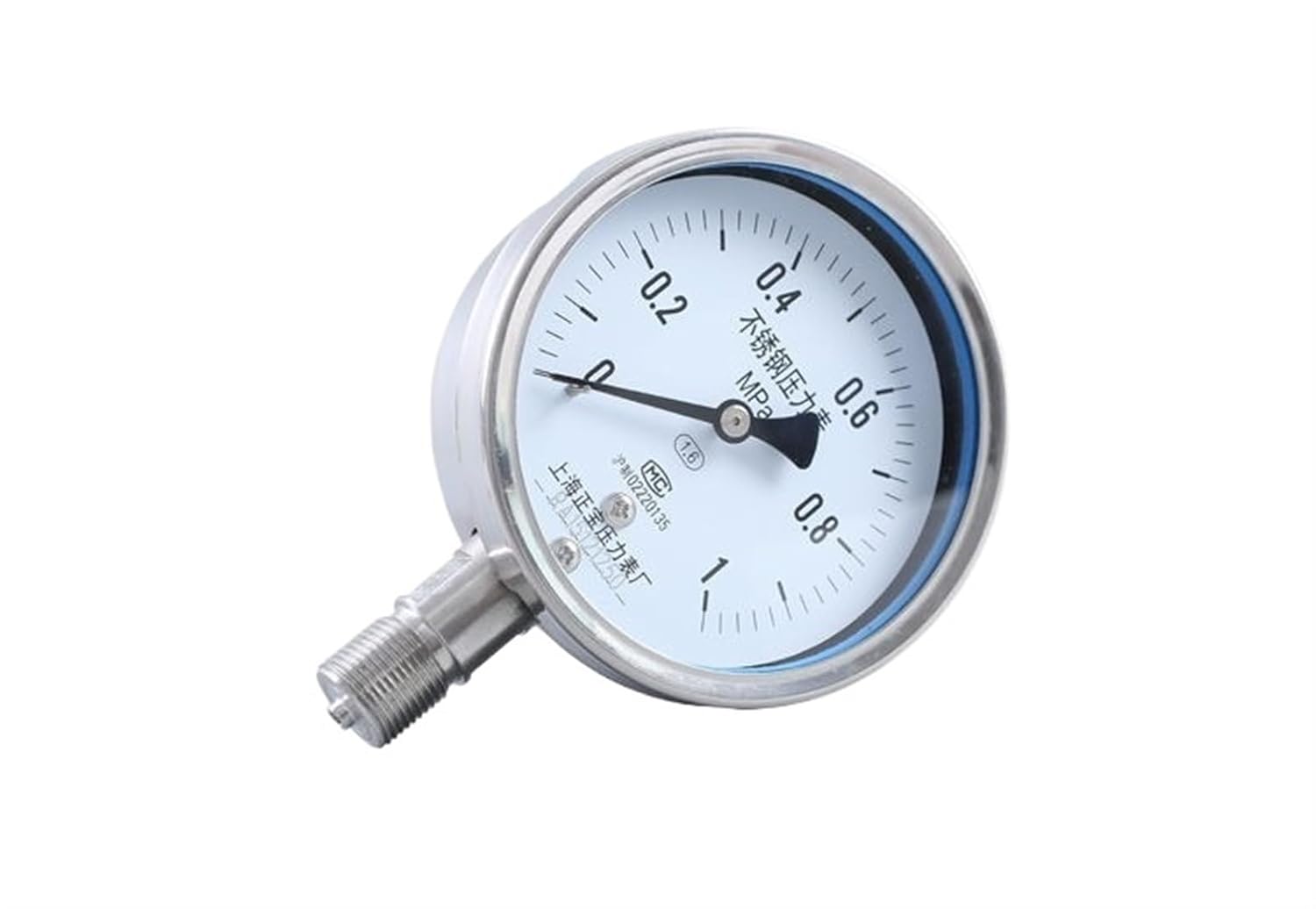 4" 100mm Y100BF All Stainless Steel Manometer, Lower Mount High Temperature Pressure Gauge Anti-Corrosion and Shock-Proof(0-0.25Mpa)
